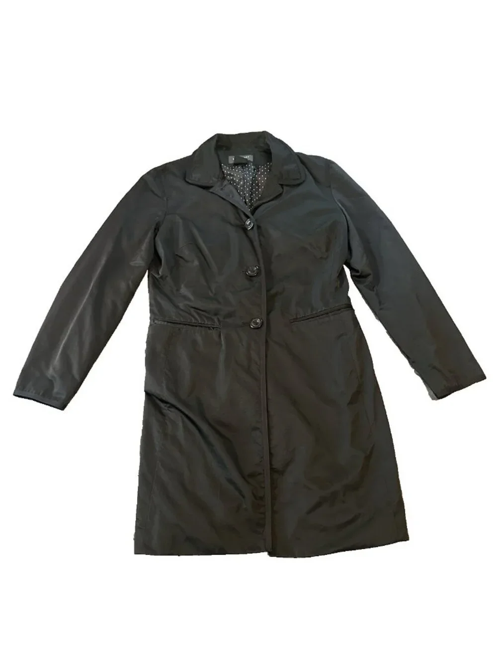 Nine West Black Trench Coat Womens M Lightweight Car Jacket Classic Career